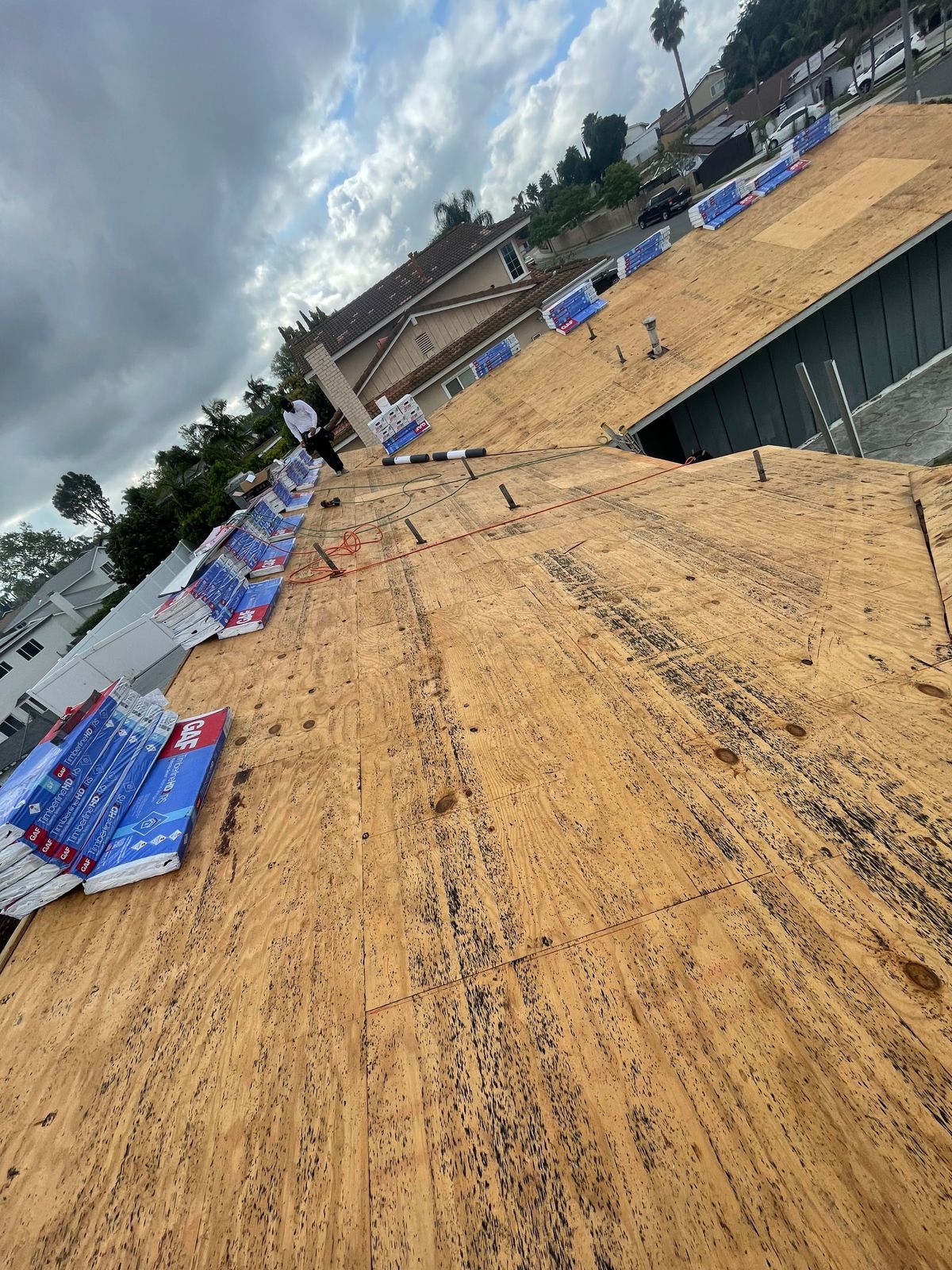 Deck staged for a re-roof