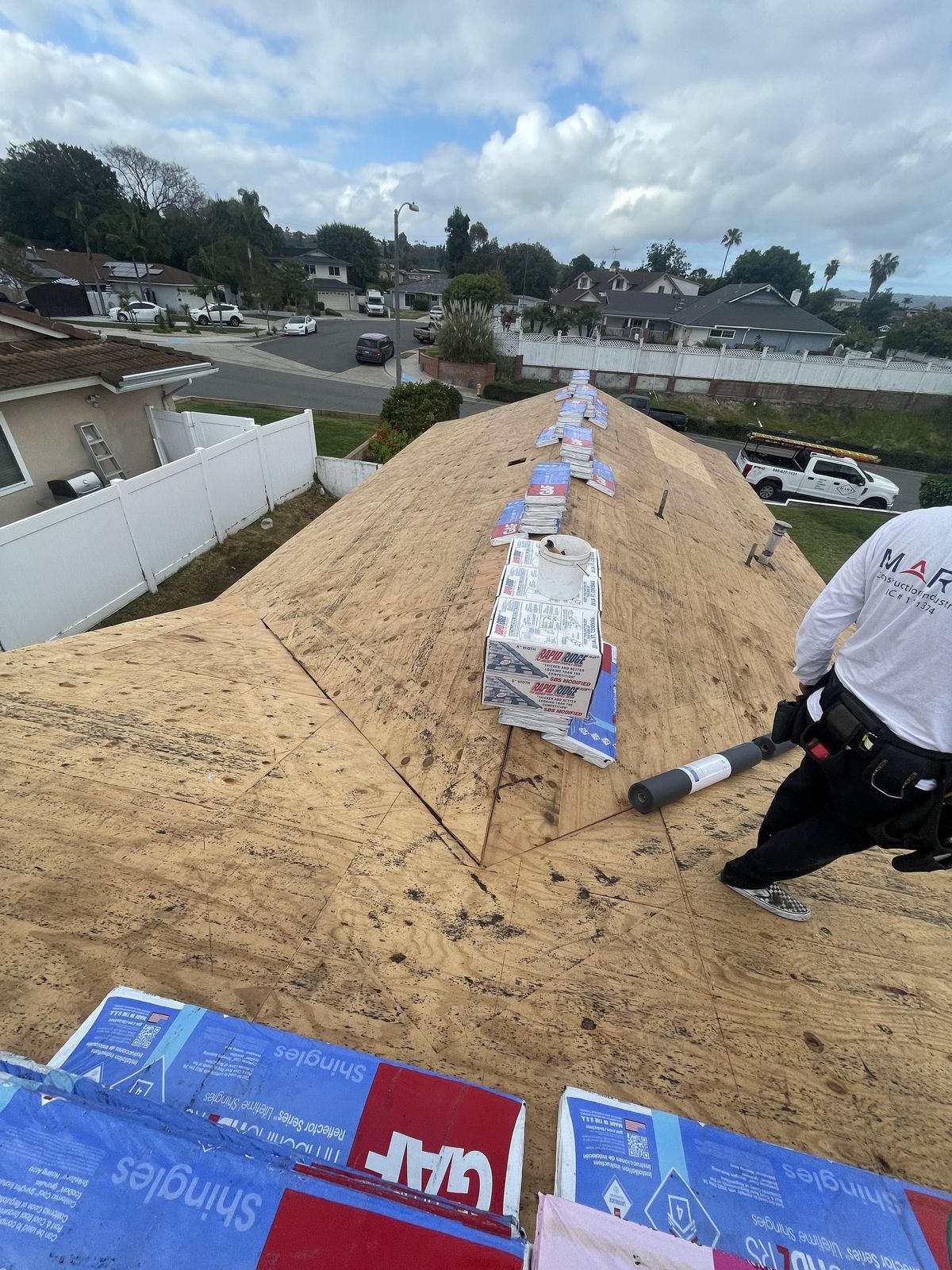 On the ridge — shingle install