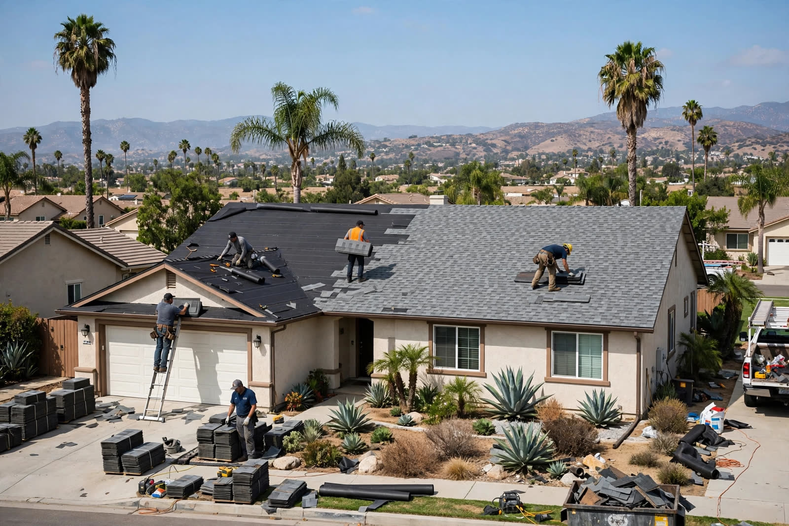 Roof replacement in progress by Mars Roofers