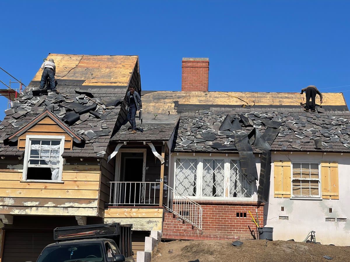 Roof tear-off down to the deck